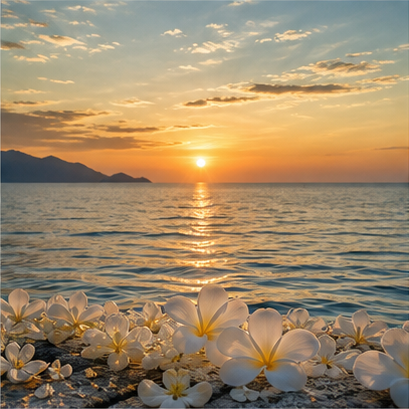 Peaceful sea at sunset